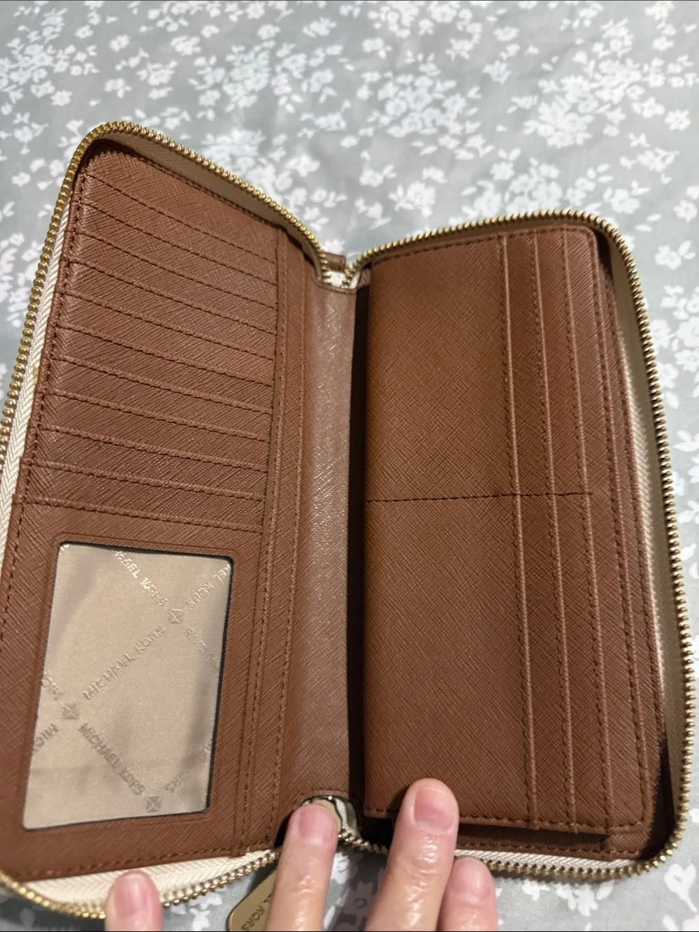 Michael Kors Cream Signature Wristlet with Gold Hardware